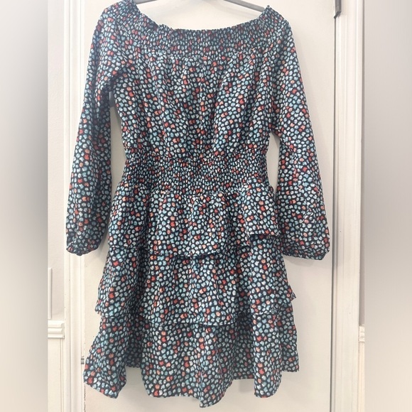 MICHAEL MICHAEL KORS T Palm Printed Off-The-Shoulder Minidress Size L - Picture 6 of 11